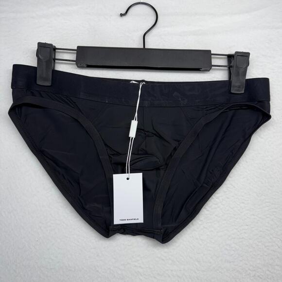 Todd Sanfield Brief Men's Small Black Noir Defiant Solid Underwear Mnimal NEW - Picture 1 of 5